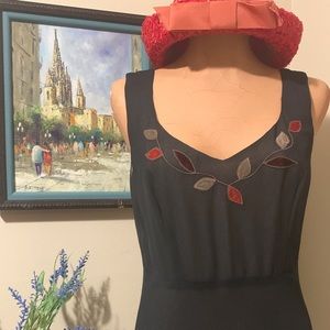 1990s Nanette LaPore Dress with Velvet Leaves
